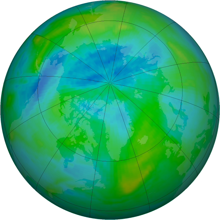 Arctic ozone map for 19 September 1989